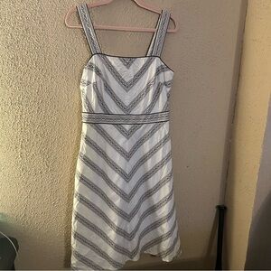 Ann Taylor LOFT Black & White Striped Sleeveless Cotton Sun Dress Size 10